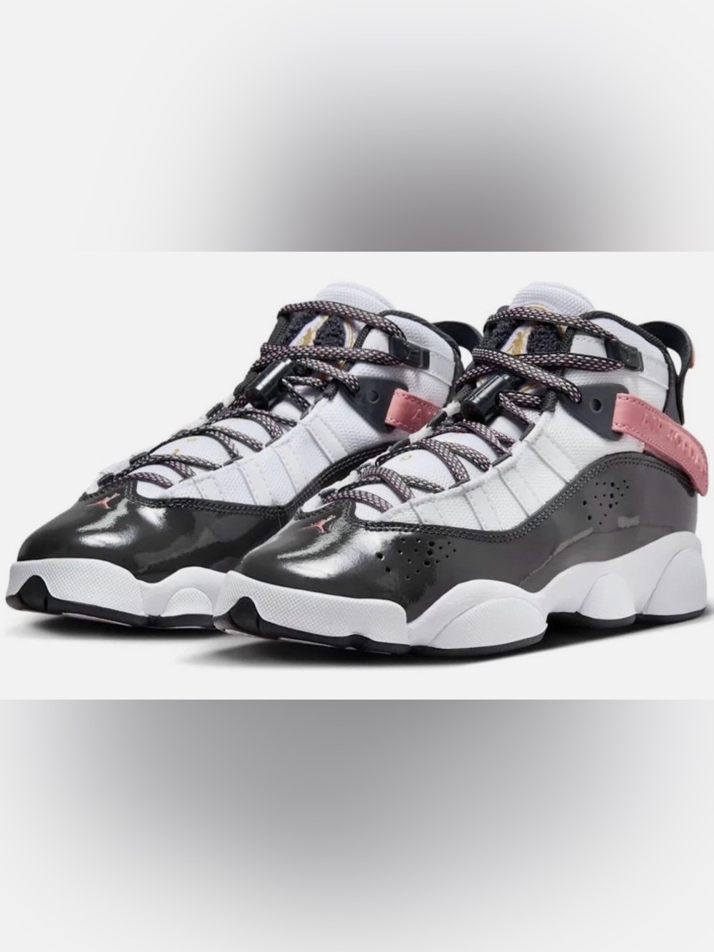 Kids' White and Black Jordan 6 Rings Basketball Shoes